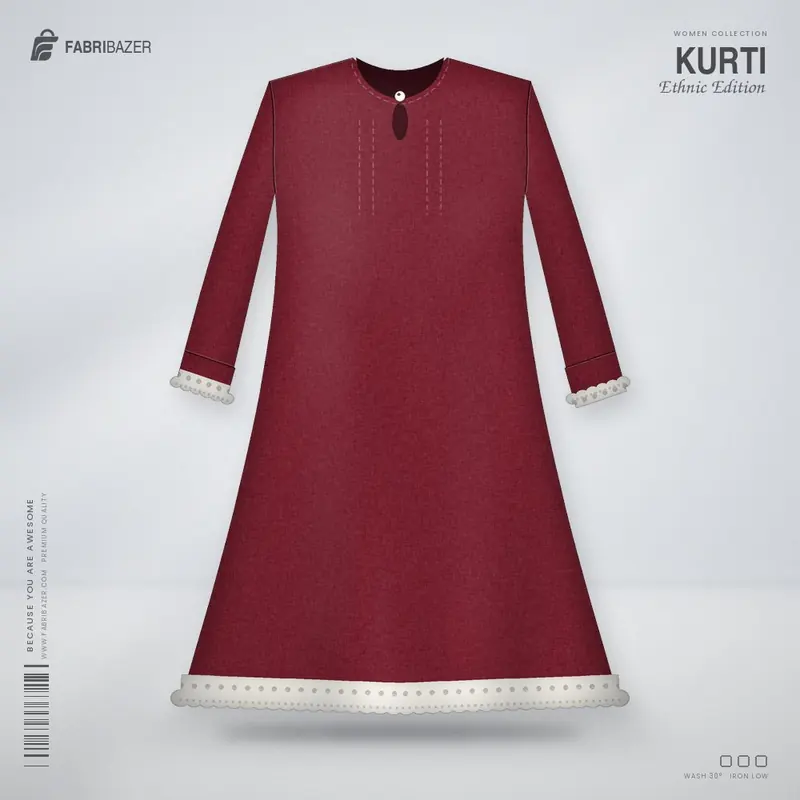 Solid Kurti – Lace Hem